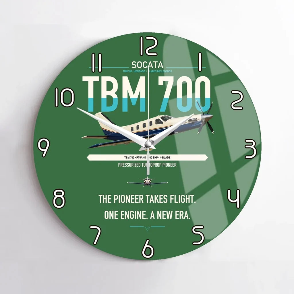 Socata TBM 700 design on green no frame wall clock