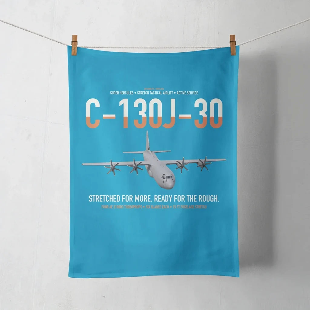 C-130J-30 Super Hercules design on turquoise towel