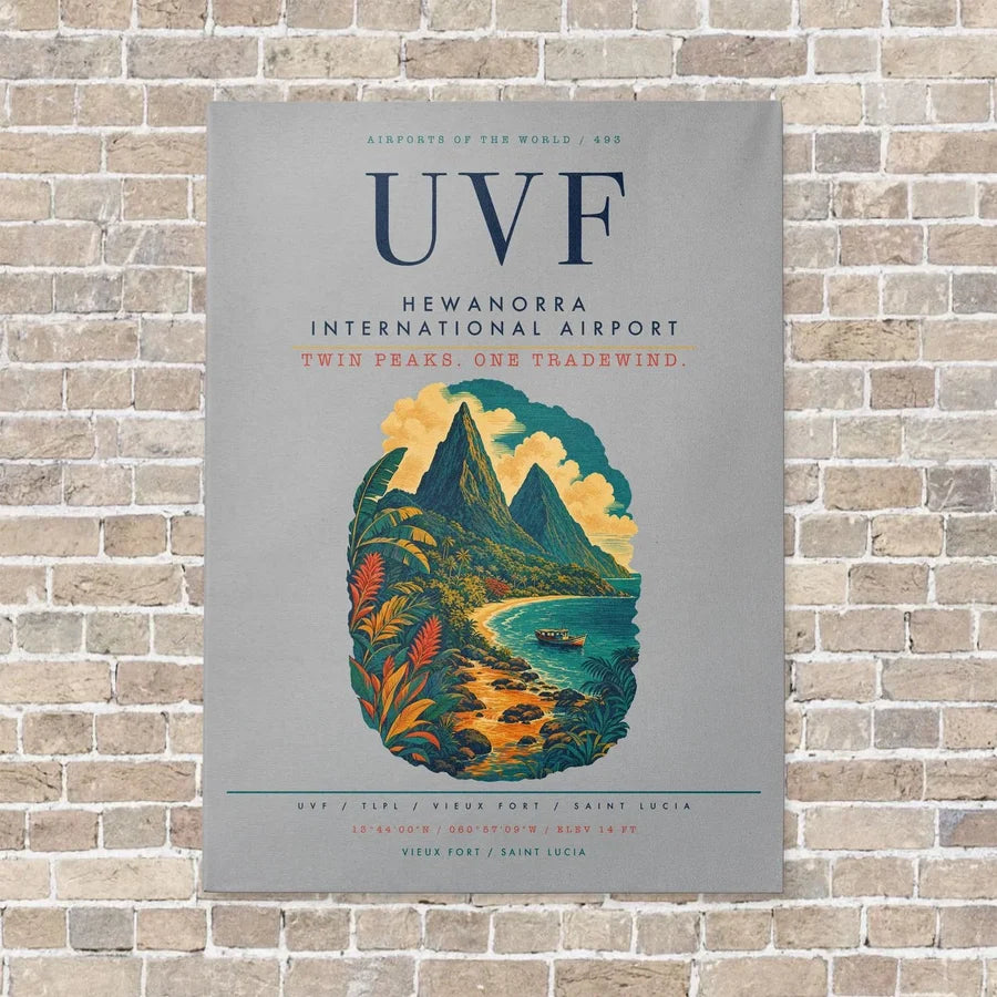Hewanorra International Airport UVF vertical canvas print - no frame - light gray background