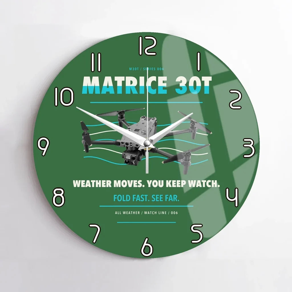 DJI Matrice 30T design on green no frame wall clock