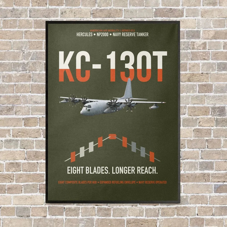 KC-130T NP2000 vertical canvas print - framed - green army background