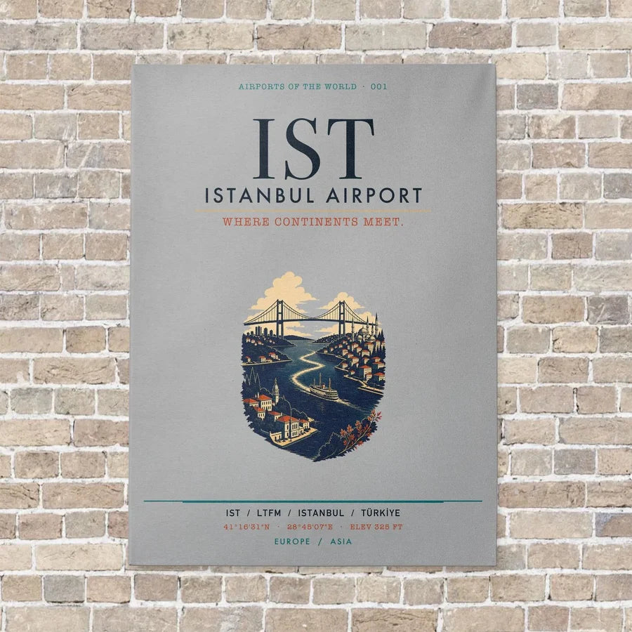 Istanbul Airport IST vertical canvas print - no frame - light gray background