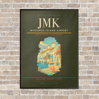 Thumbnail for Mykonos Island Airport JMK vertical canvas print - framed - green army background