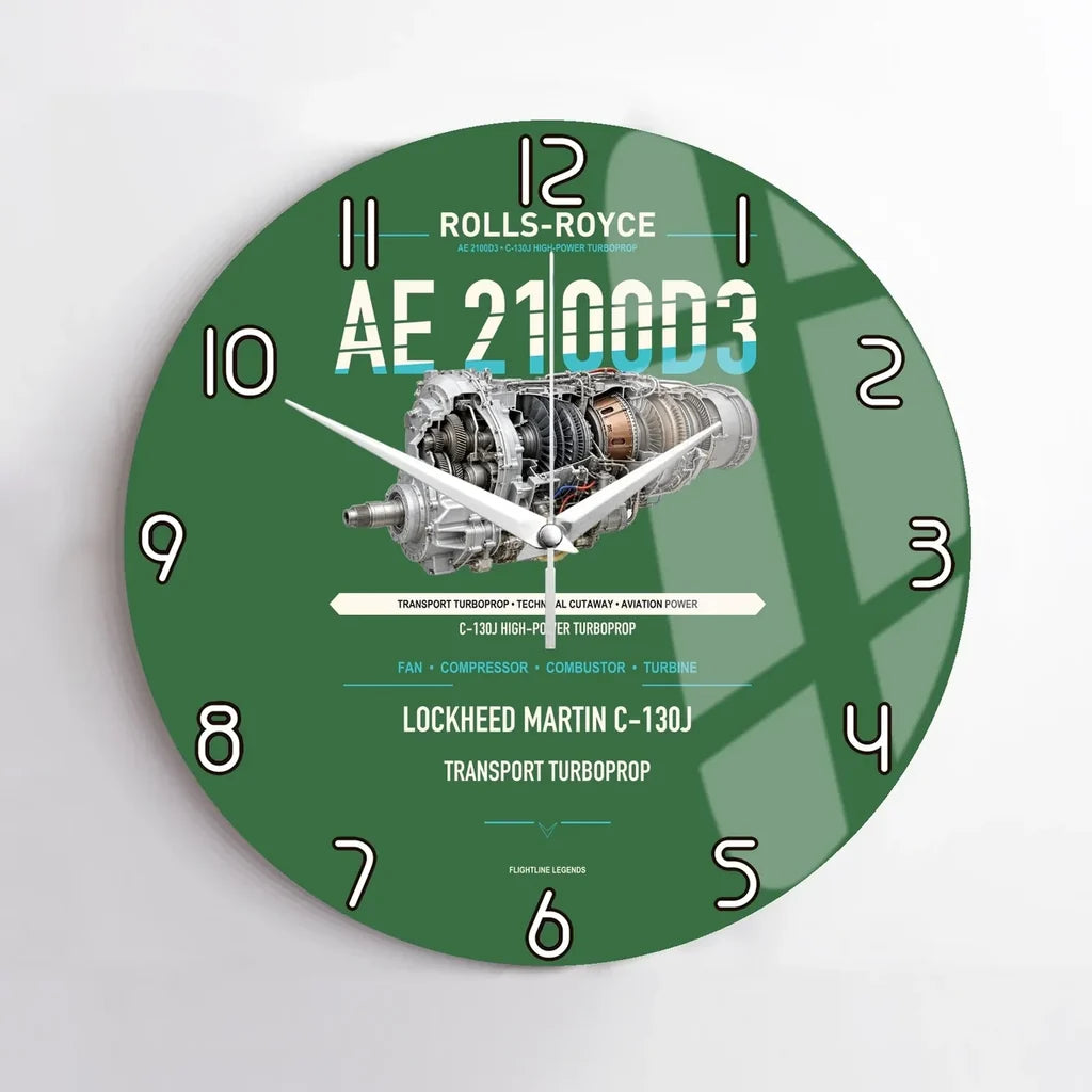 AE 2100D3 design on green no frame wall clock