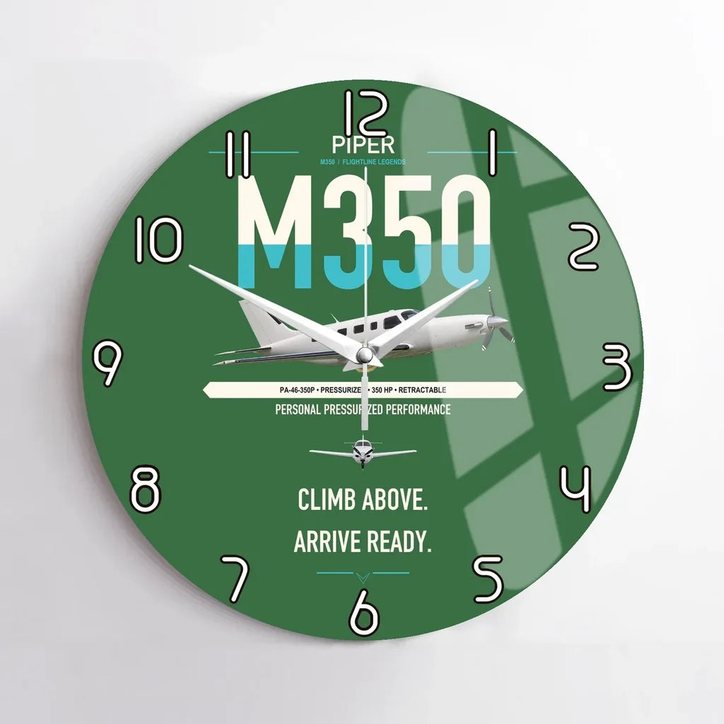 Piper M350 design on green no frame wall clock