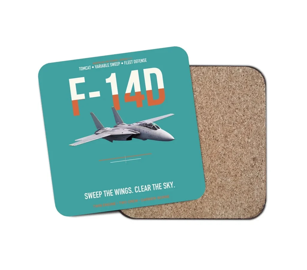 F-14D Tomcat Sweep The Wings Clear The Sky design on turquoise 1 piece coaster