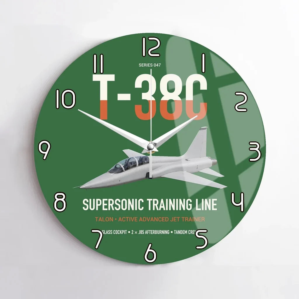 T-38C Talon design on green no frame wall clock