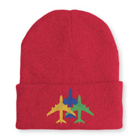 Thumbnail for Colourful 3 Airplanes Embroidered Beanie - view 9