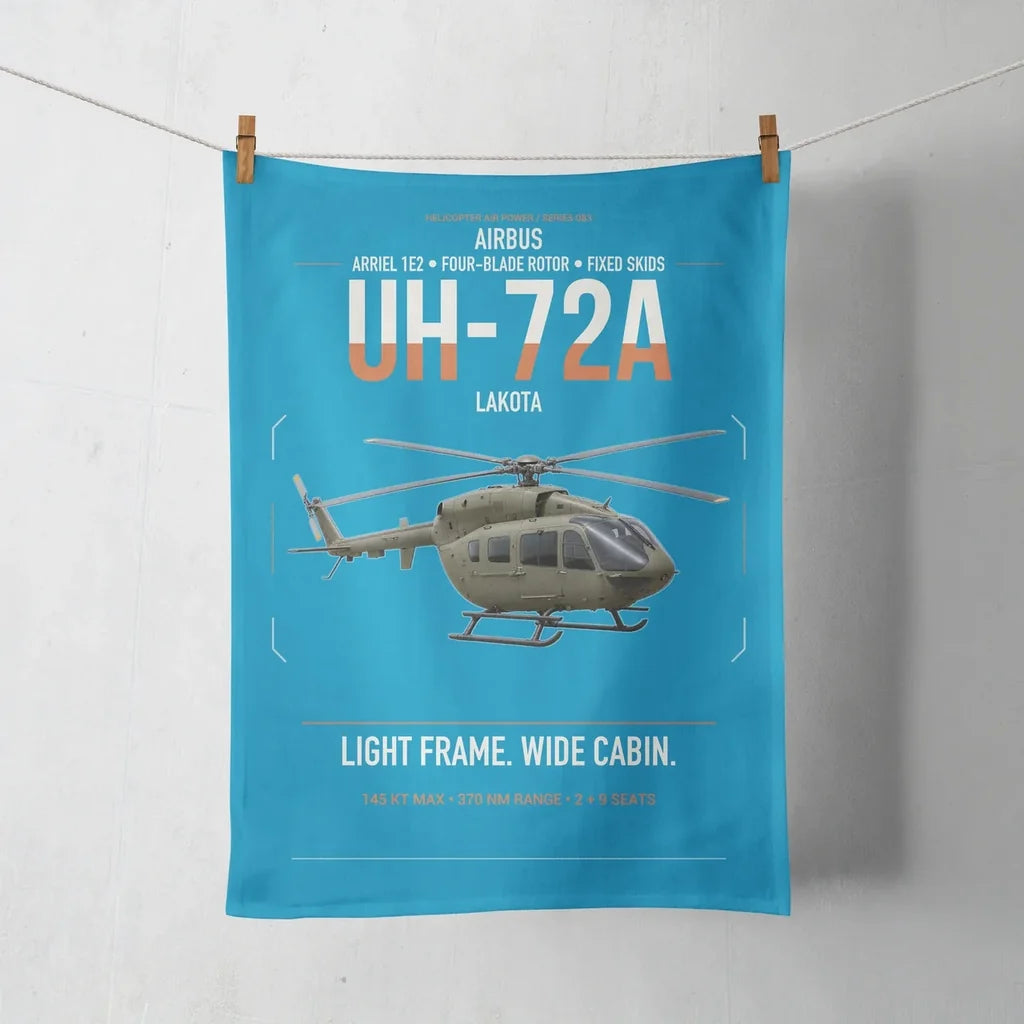 Airbus UH-72A Lakota design on turquoise towel