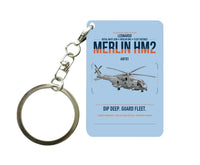 Thumbnail for Leonardo AW101 Merlin HM2 design on light blue designed key chain, double-side print