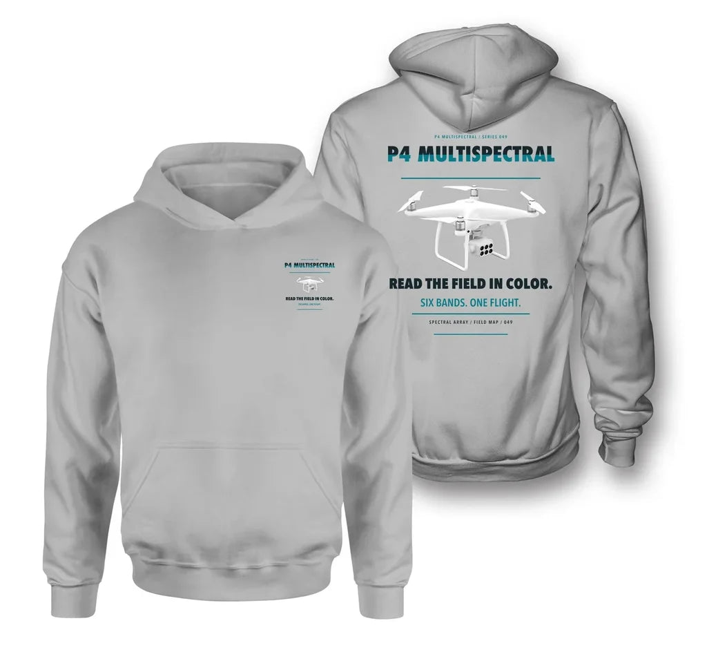 DJI P4 Multispectral design on light gray hoodie