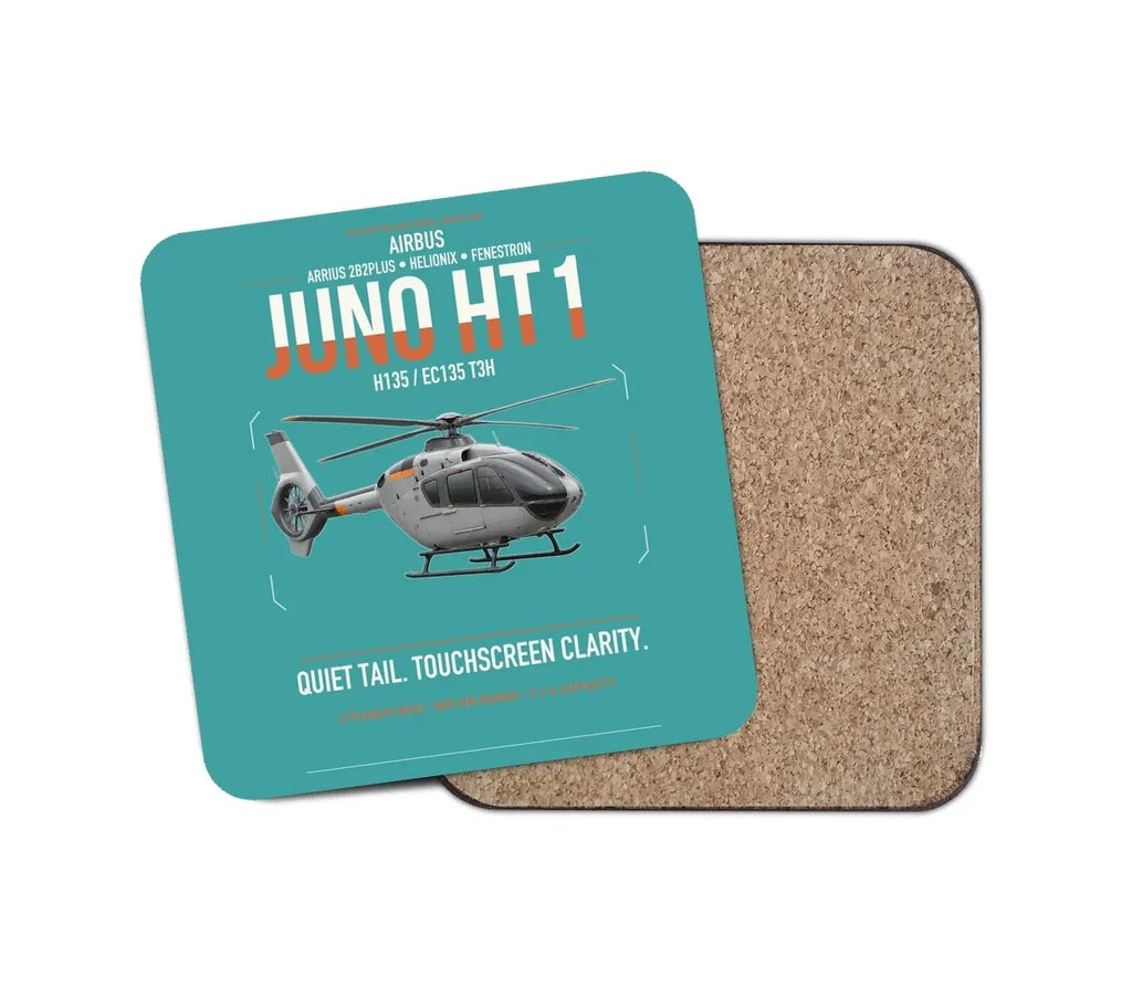 Airbus H135 Juno HT1 design on turquoise 1 piece coaster