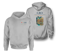 Thumbnail for Girona–Costa Brava Airport (GRO) design on light gray double-side hoodie
