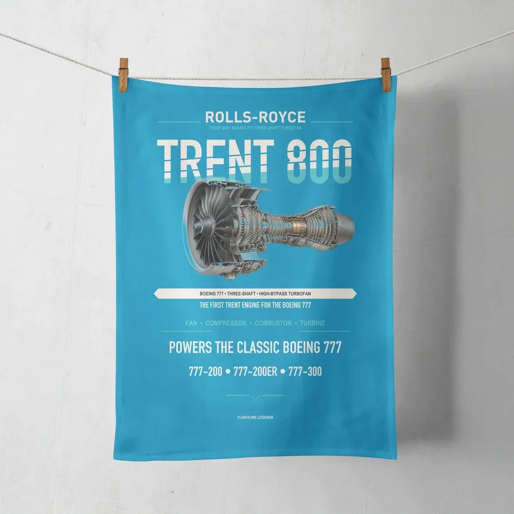TRENT 800 design on turquoise towel