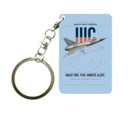 Thumbnail for Dassault Mirage IIIC design on light blue designed key chain, double-side print