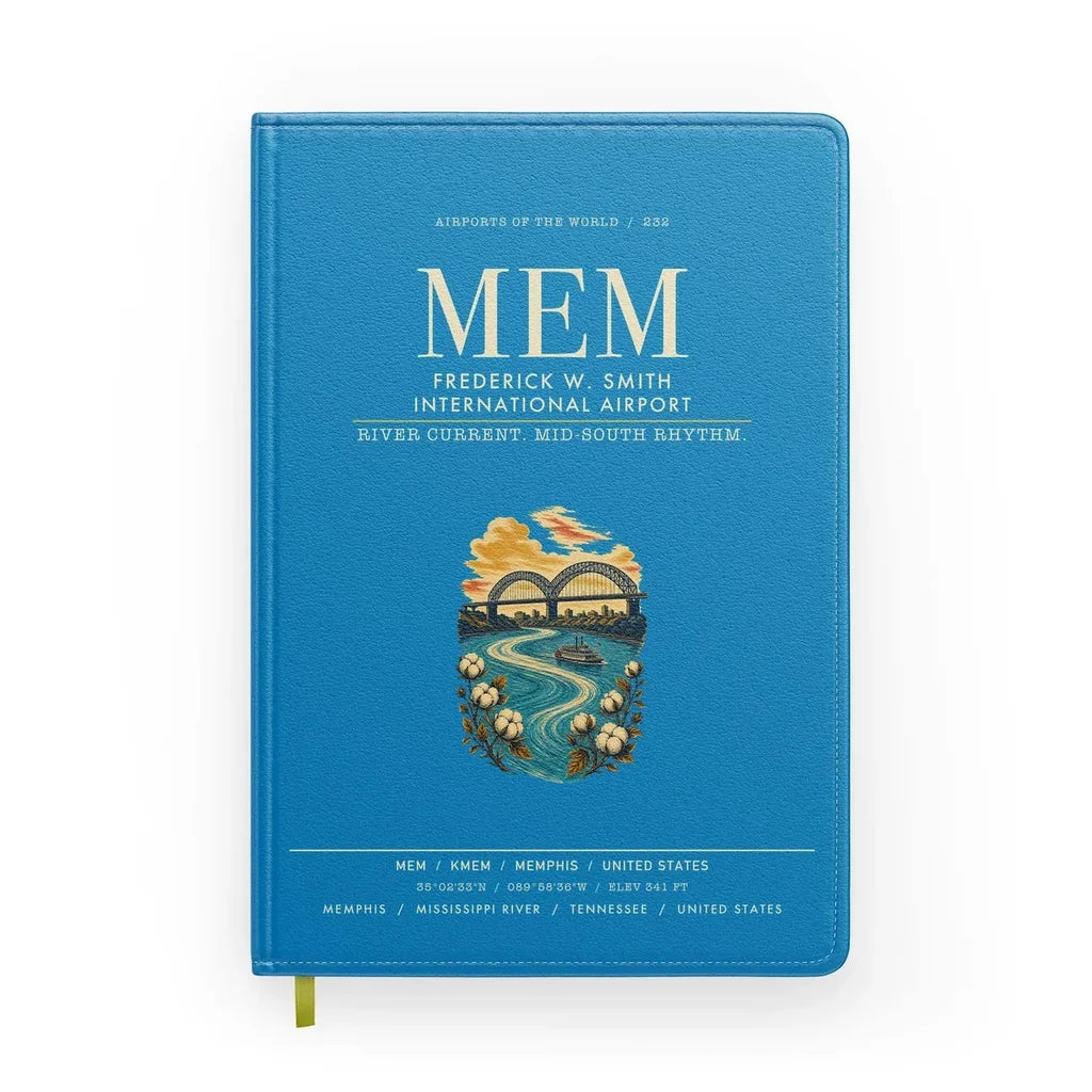 Frederick W. Smith International Airport Memphis (MEM) design on turquoise notebook