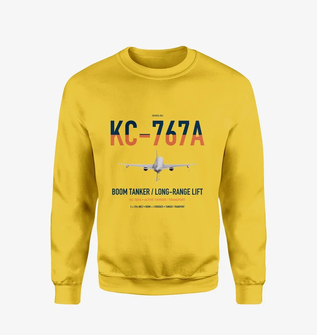 Boeing KC-767A design on yellow sweatshirt