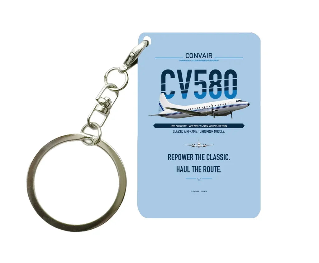 Convair 580 Key Chain design on light blue key chain