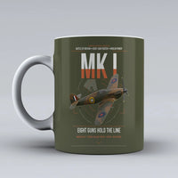 Thumbnail for Hawker Hurricane Mk I design on green army ceramic mug, double-side print
