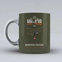 Thumbnail for Kaman HH-43B Huskie design on green army ceramic mug, double-side print