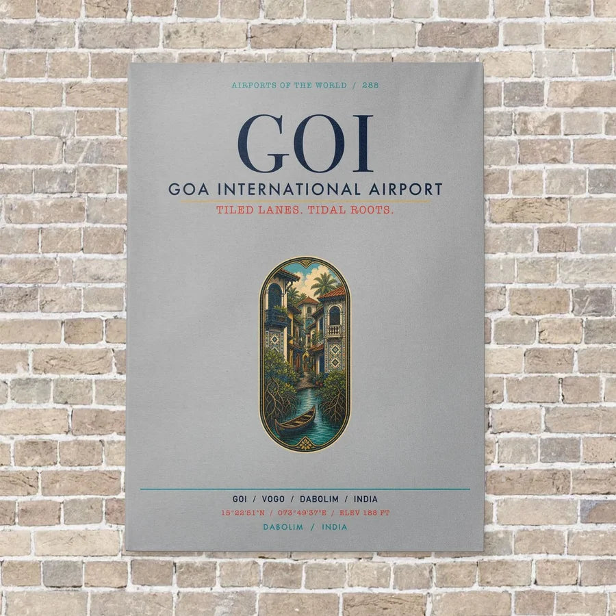 Goa International Airport Dabolim GOI vertical canvas print - no frame - light gray background