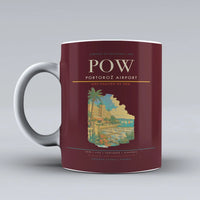 Thumbnail for Portorož Airport (POW) airport code design on dark red ceramic mug