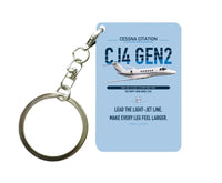Thumbnail for Cessna Citation CJ4 Gen2 design on light blue designed key chain, double-side print