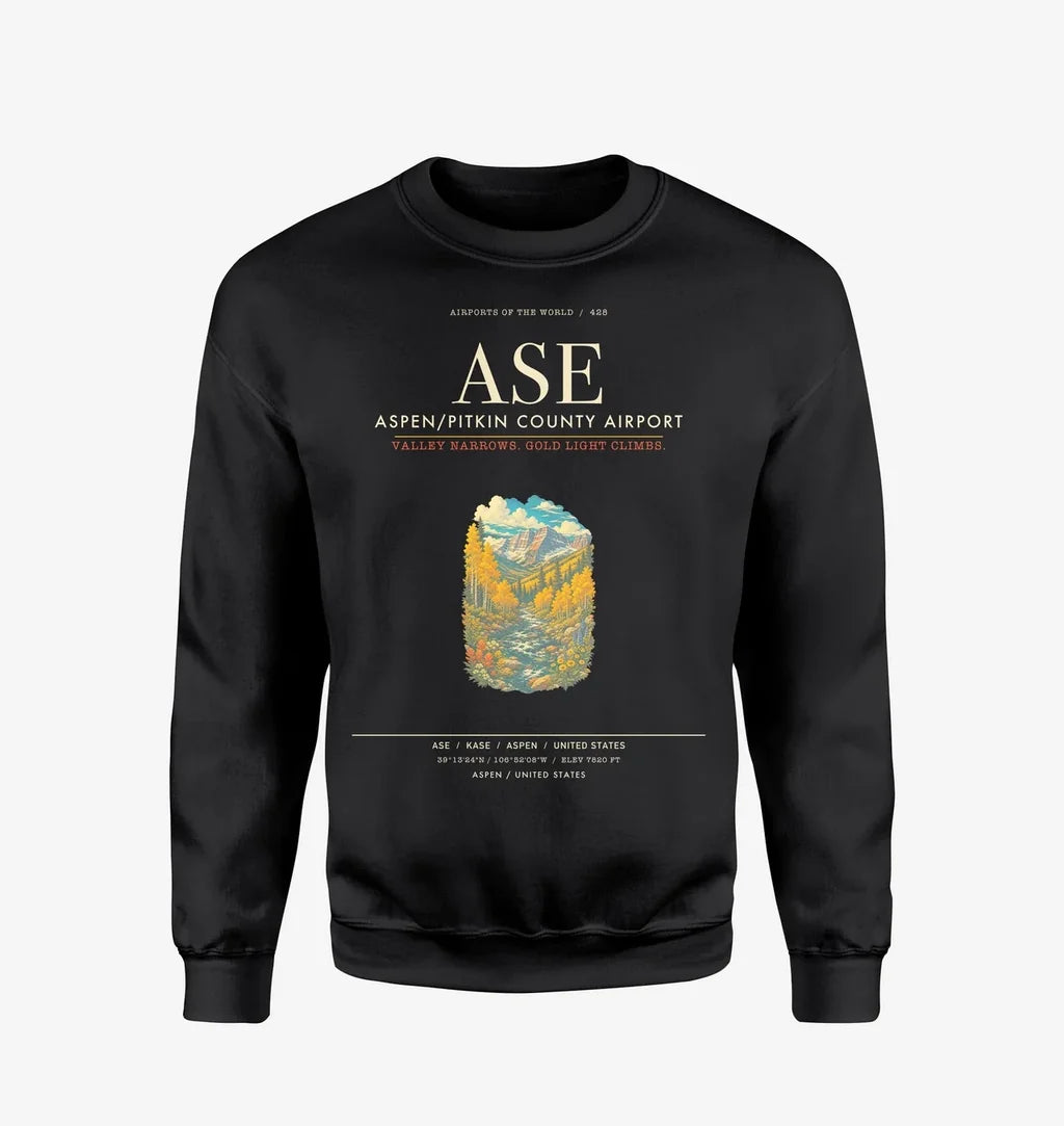 Aspen - Pitkin County Airport ASE Sweatshirt - Black