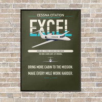 Thumbnail for Cessna Citation Excel vertical canvas print - framed - green army background