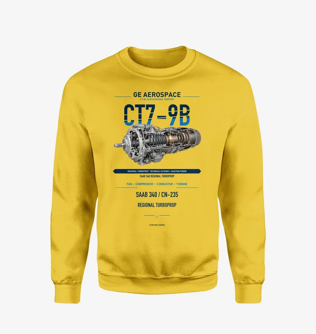 CT7-9B design on yellow sweatshirt
