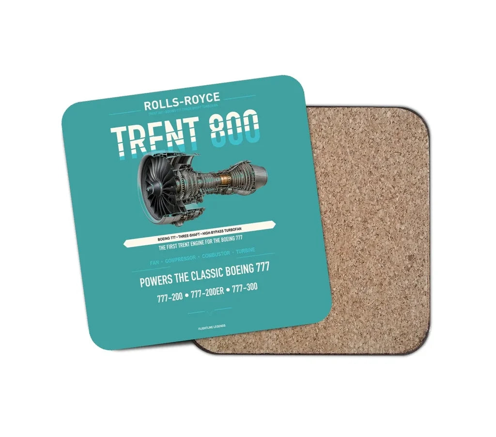 TRENT 800 design on turquoise 1 piece coaster