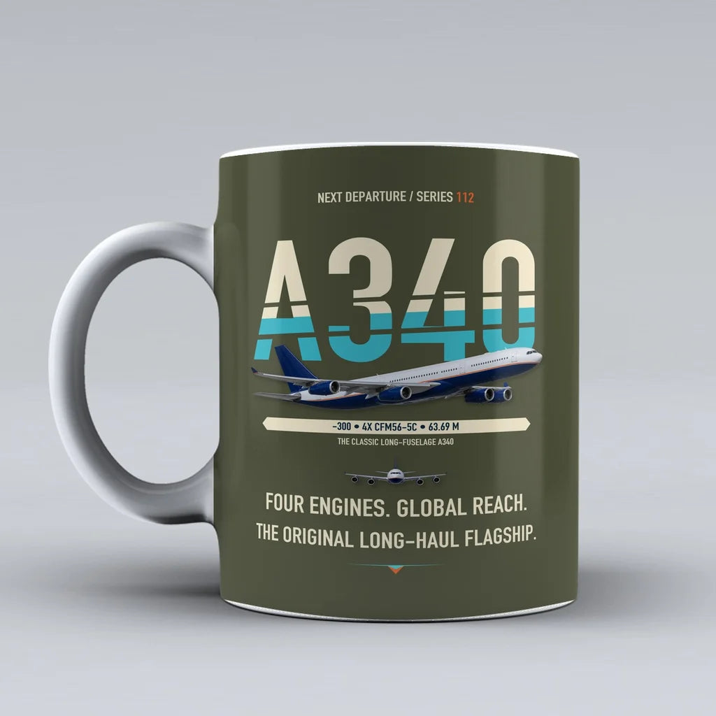 A340-300 Mug design on green army airbus