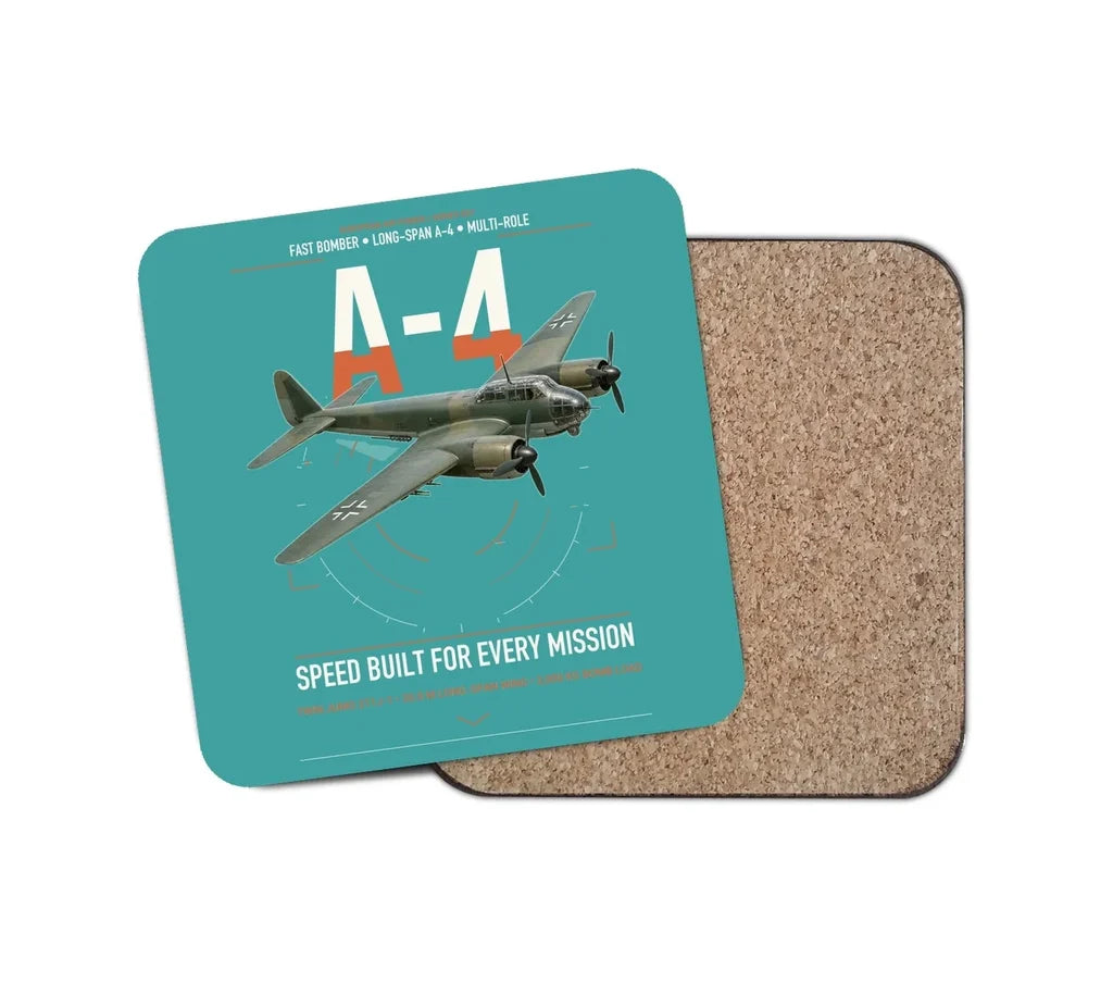 Junkers Ju 88A-4 design on turquoise 1 piece coaster