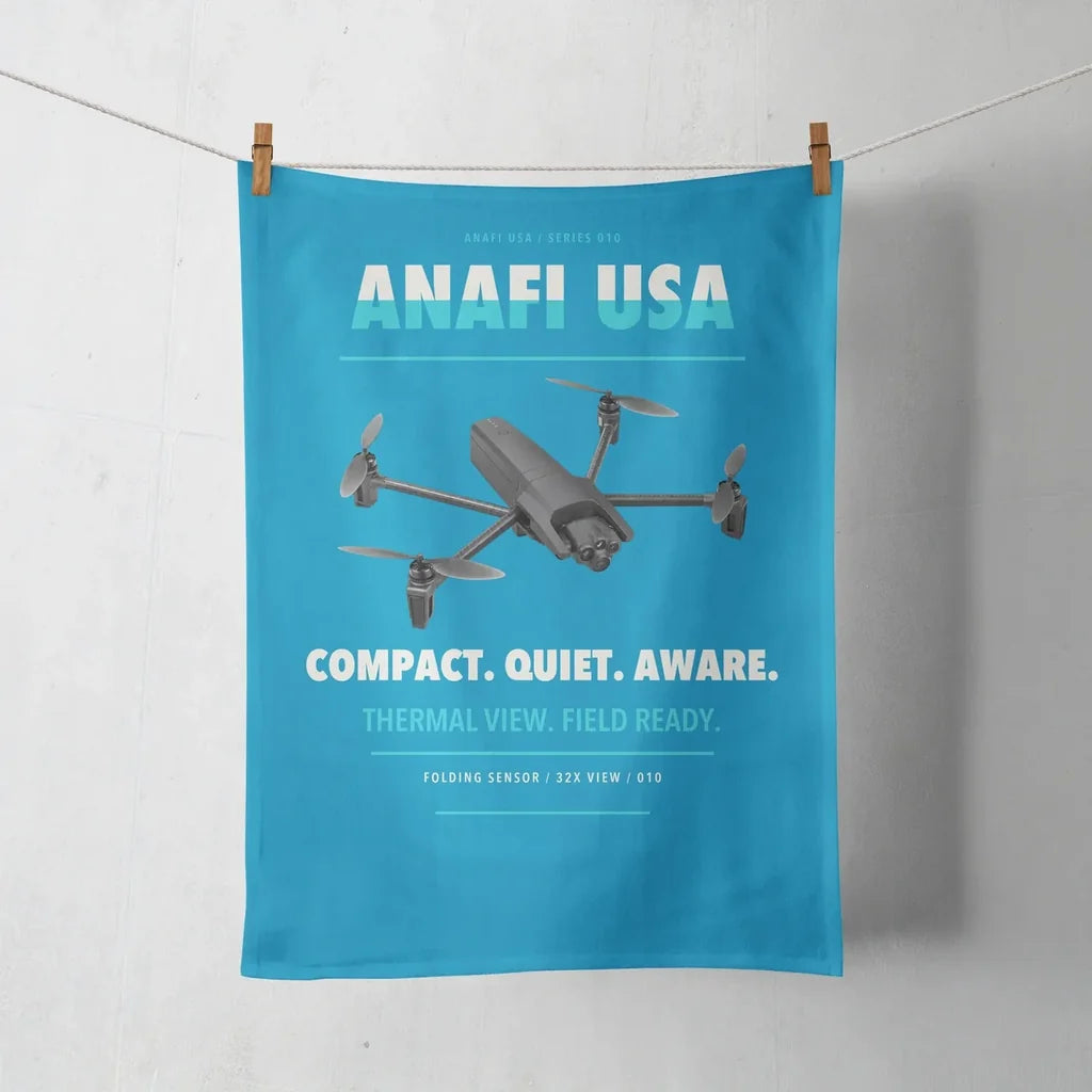 Parrot ANAFI USA design on turquoise towel