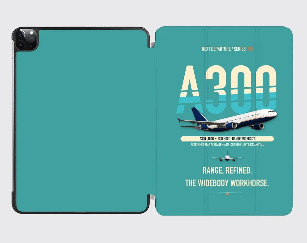 Airbus A300-600R design on turquoise ipad tablet case