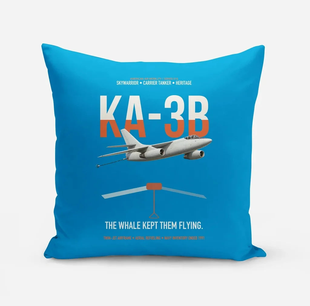 KA-3B Skywarrior design on turquoise pillow