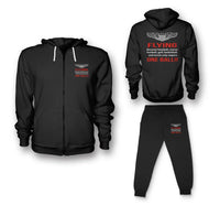 Thumbnail for Flying One Ball aviation design on soft cotton blend zipped hoodie and sweatpants set.