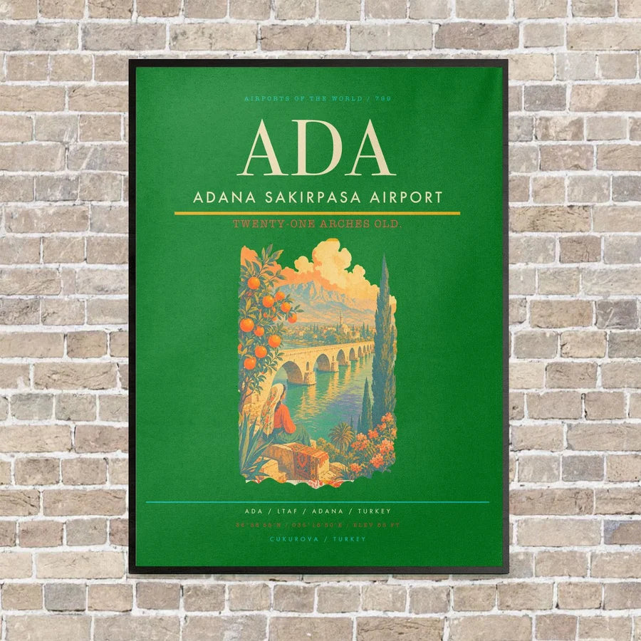 Adana Sakirpasa Airport ADA - Canvas Framed - Green