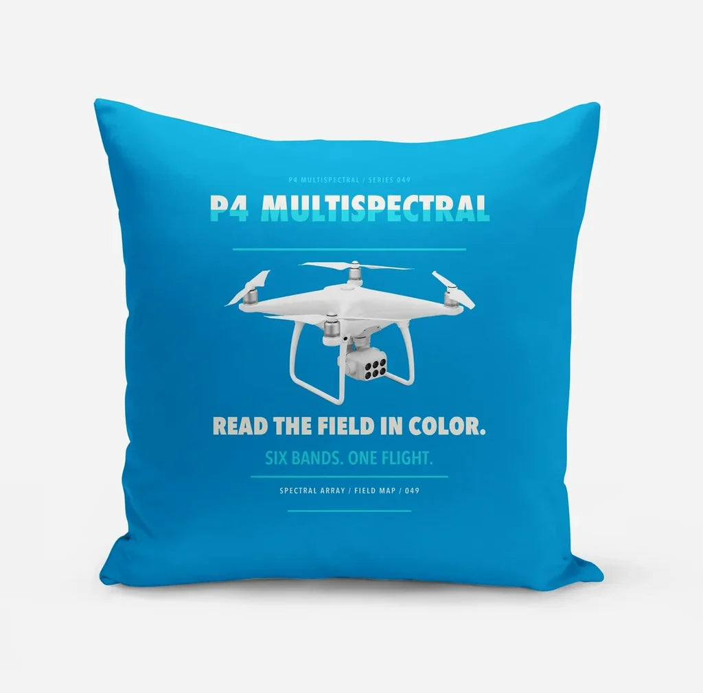 DJI P4 Multispectral design on turquoise pillow