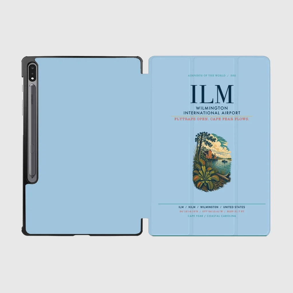 Wilmington International Airport (ILM) design on light blue samsung tablet tablet case