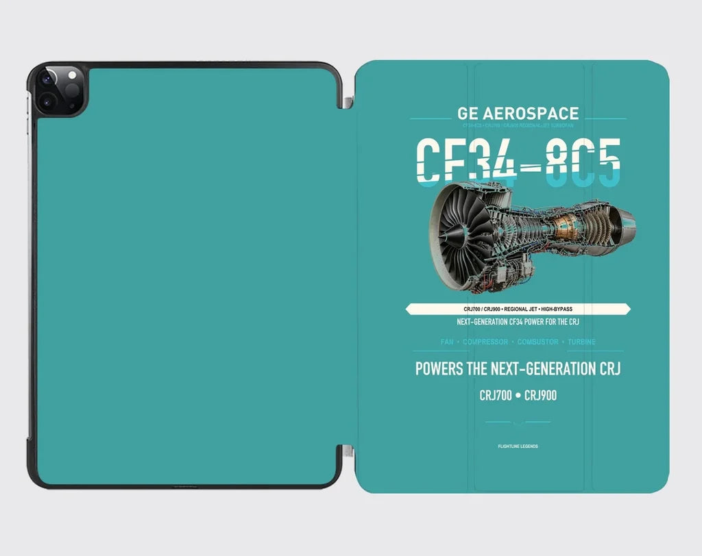 CF34-8C5 design on turquoise ipad tablet case