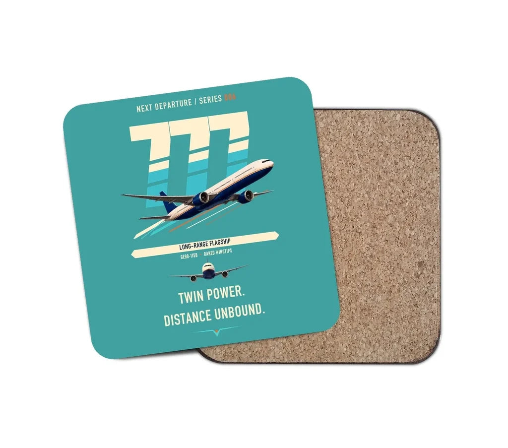 Boeing 777-300ER design on turquoise 1 piece coaster