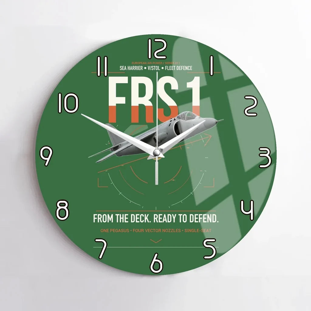 British Aerospace Sea Harrier FRS.1 design on green no frame wall clock