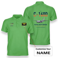 Thumbnail for Transall C-160D design on light green+name double-side polo t-shirt, double-side print