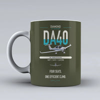 Thumbnail for Diamond DA40 design on green army ceramic mug, double-side print