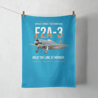 Thumbnail for F2A-3 Buffalo Hold the Line at Midway design on turquoise towel