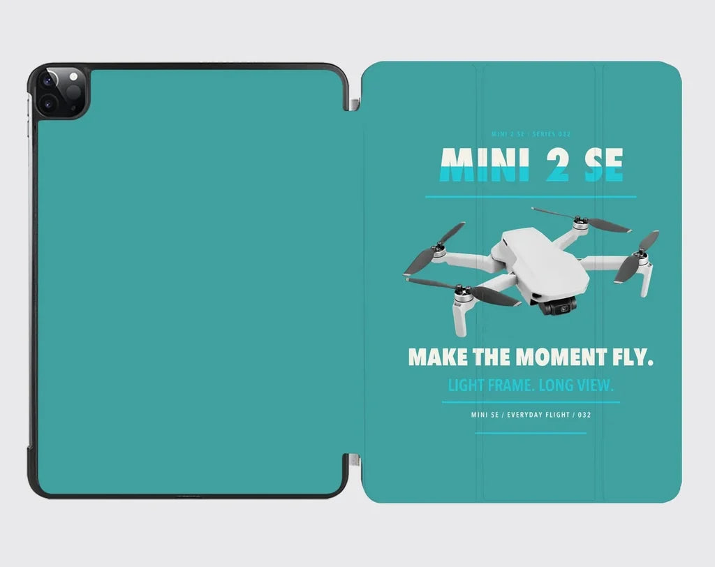 DJI Mini 2 SE design on turquoise ipad tablet case