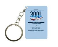 Thumbnail for Extra 300L design on light blue designed key chain, double-side print