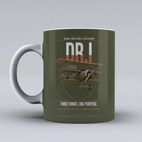 Thumbnail for Fokker Dr.I design on green army ceramic mug, double-side print