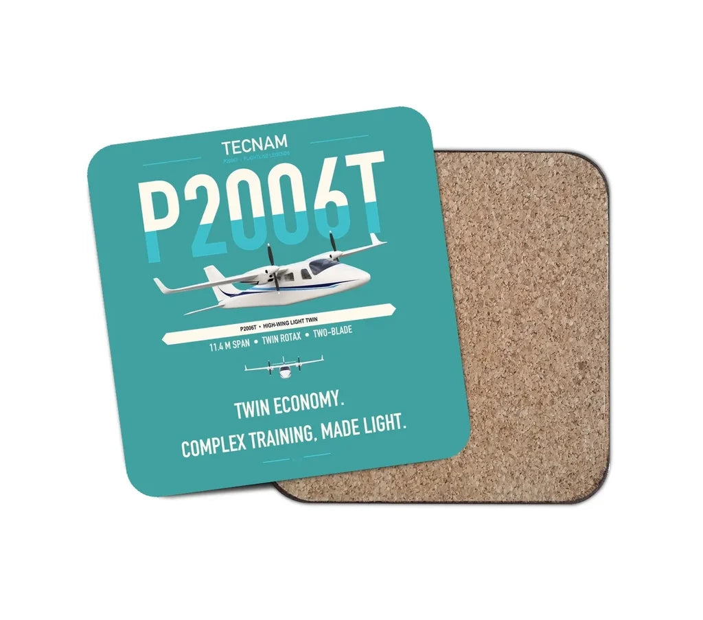 Tecnam P2006T design on turquoise 1 piece coaster